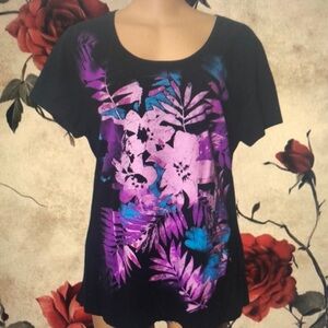 Floral Black and Purple Women's Top